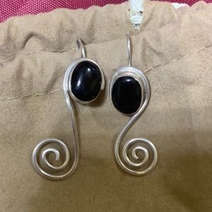 SS and Black Onyx Earrings
